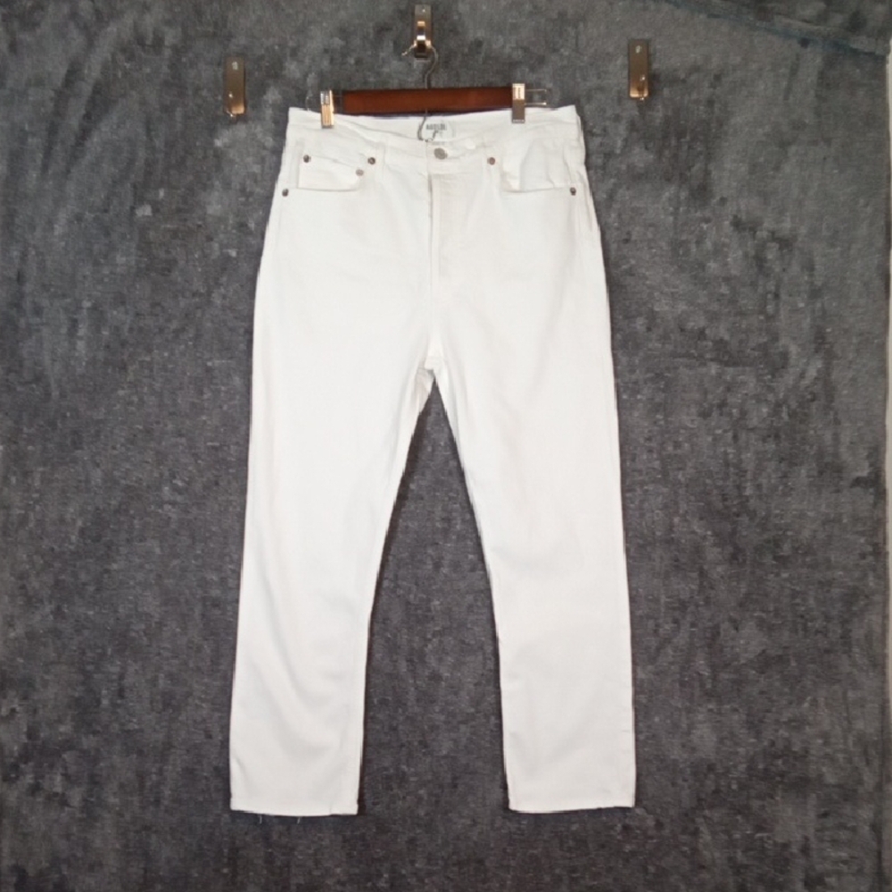 Agolde Riley High Rise Straight Crop Stretch Sour Cream Color Womens 30 - Picture 2 of 11